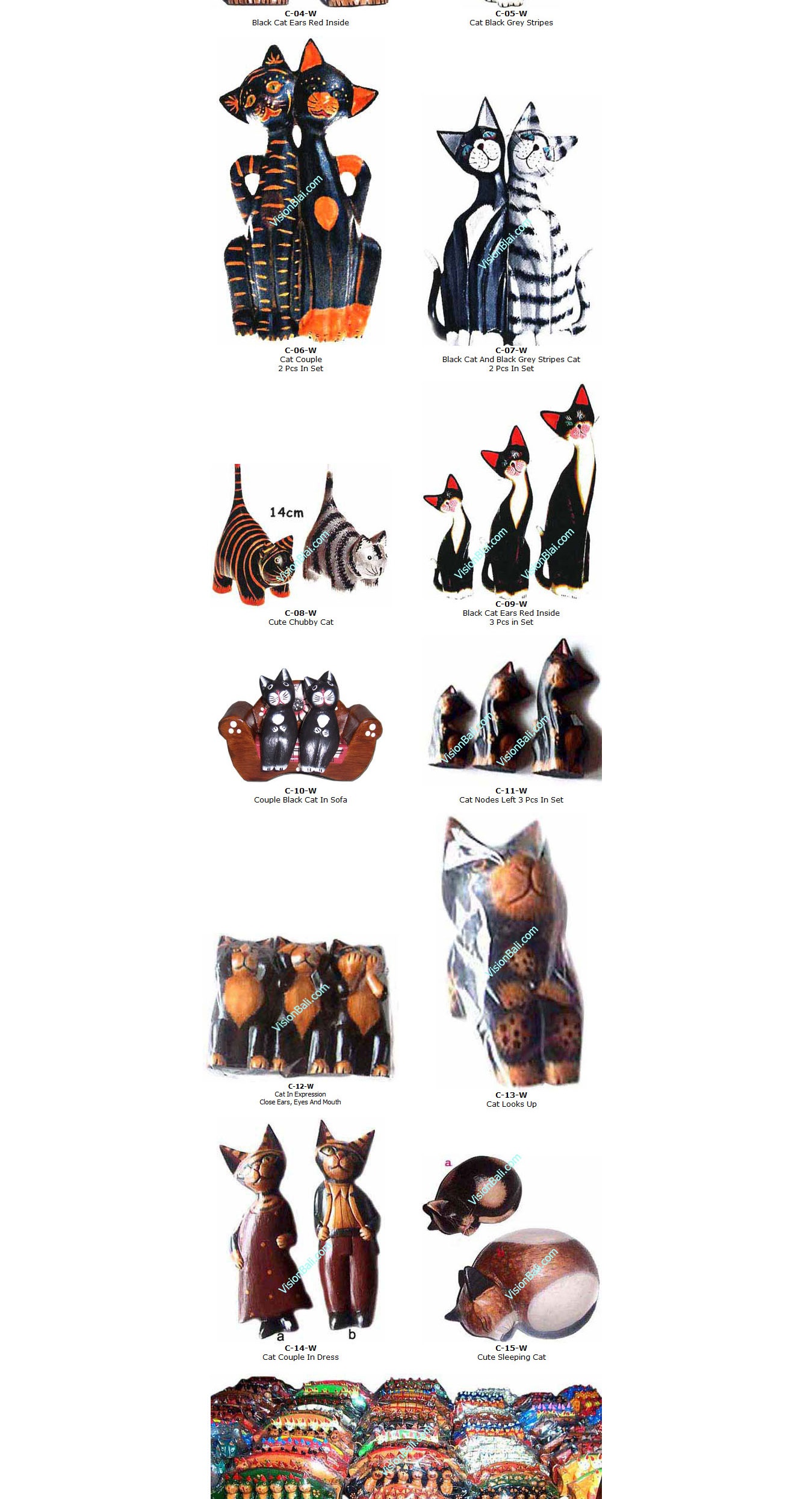 Cat Bali Wood Carving