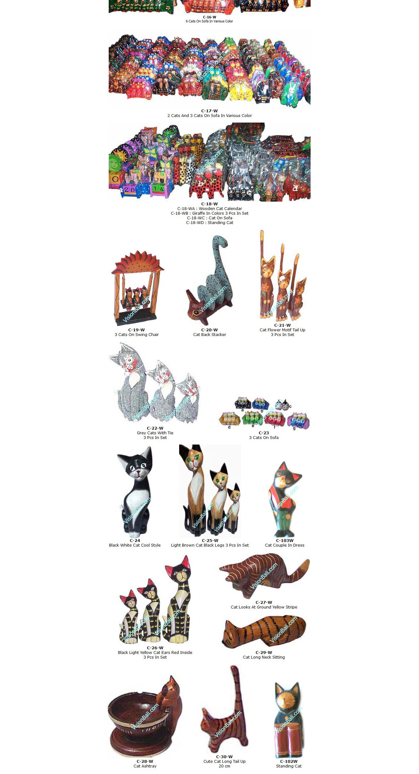 Cat Bali Wood Carving