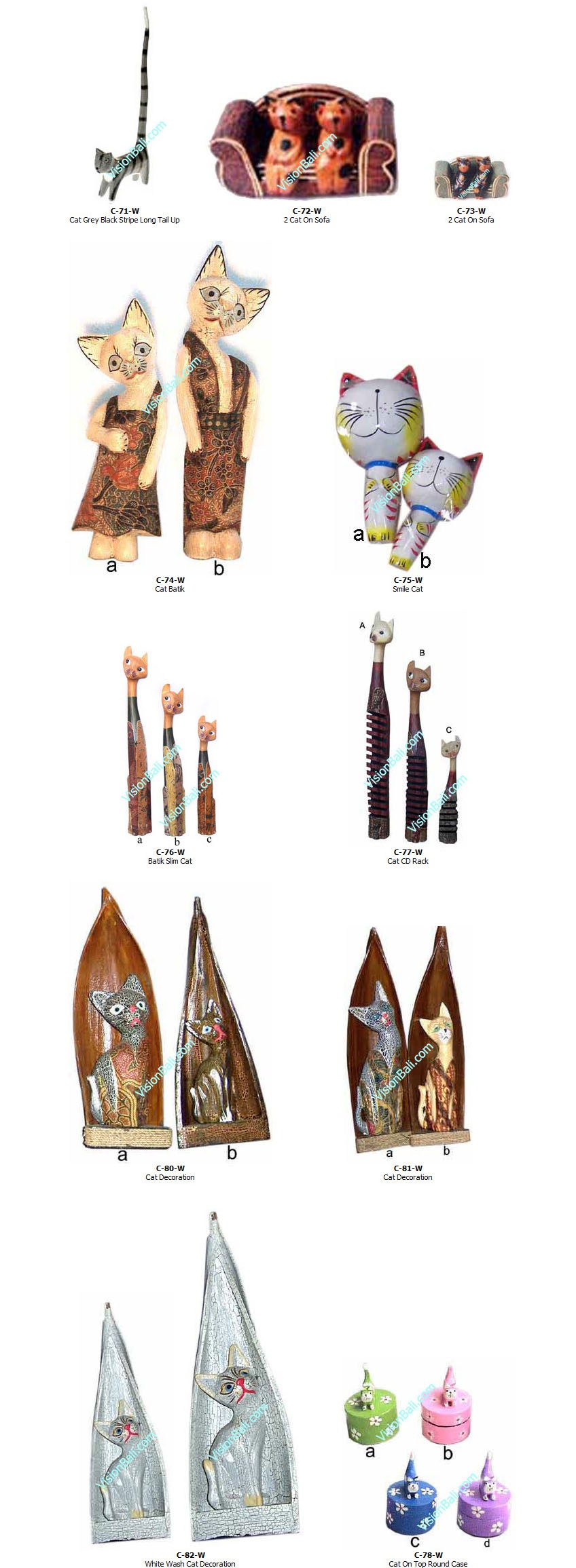 Cat Bali Wood Carving