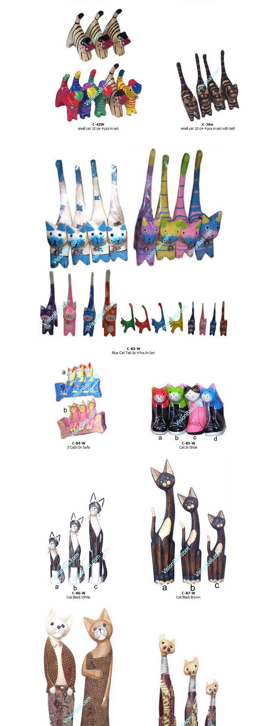 Cat Bali Wood Carving