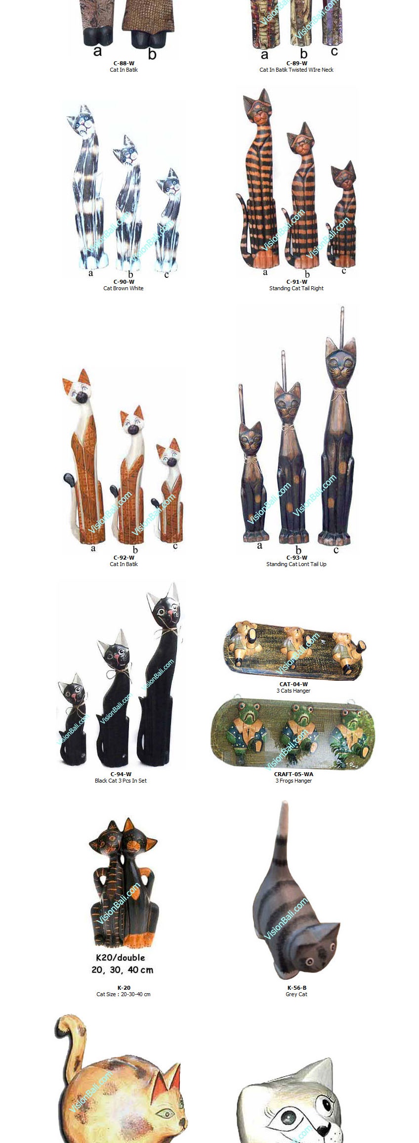 Cat Bali Wood Carving