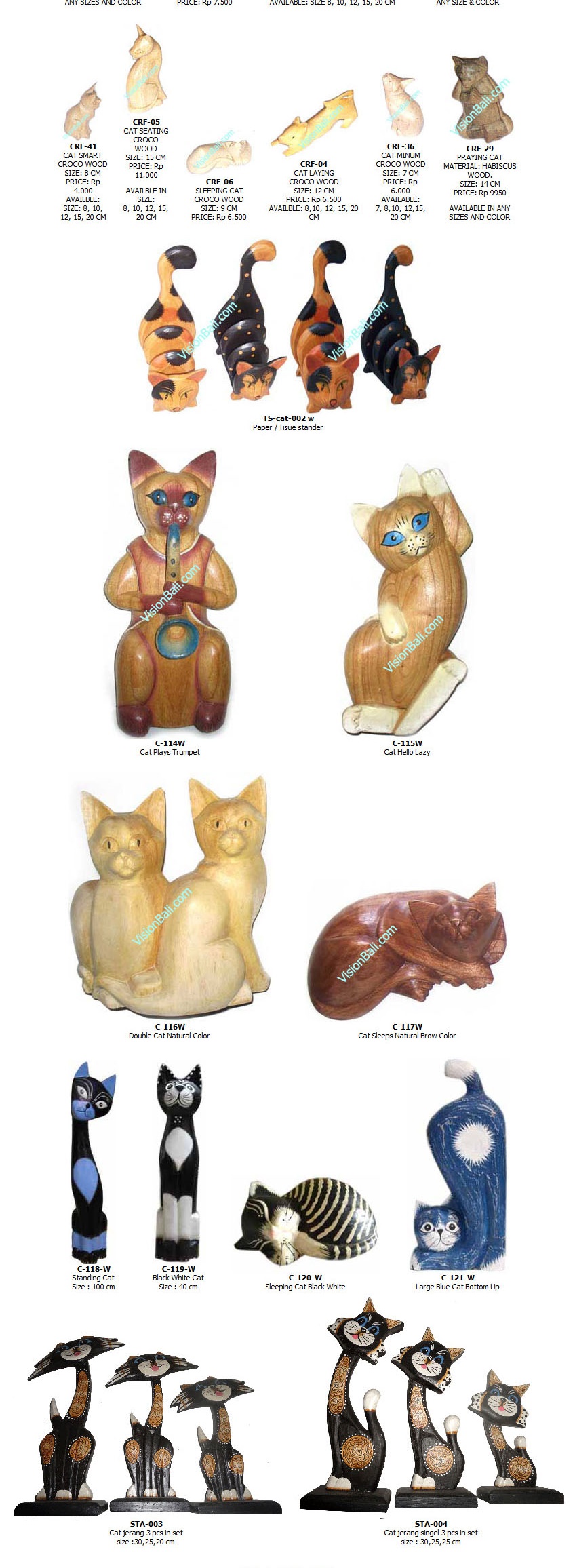 Cat Bali Wood Carving